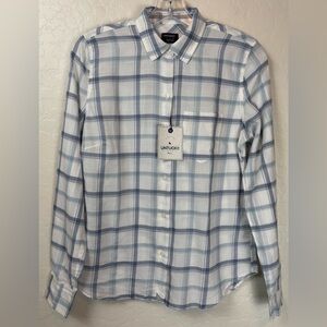 NEW Untuckit The Melini White Blue Plaid Check Button Long Sleeve 16 Preppy 0976